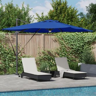Berkfield Home Cantilever Roma Parasol with LEDs Azure Blue 286x285x270 cm Aluminium | Size: 286 x 285 x 270 cm
