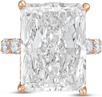 Diana M. Jewels 18kt rose gold 6ct lab grown Radiant Diamond Ring with Pav&eacute; Round Band