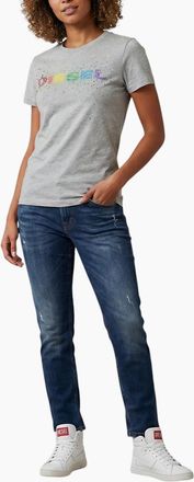 Diesel Womens DIESEL T-SILY Womens T Shirts Short Sleeve Crew Neck Ladies Summer Casual Tops - Grey - Size: 10/8