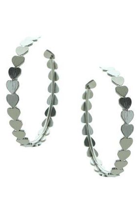 Olivia Welles Cammie Heart Hoop Earrings in Silver at Nordstrom Rack