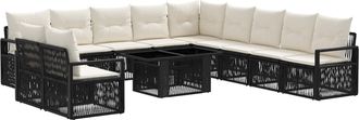 vidaXL Conjunto De Sof&aacute;s De Jard&iacute;n 12 Uds. Negro Y Blanco Crema Vidaxl