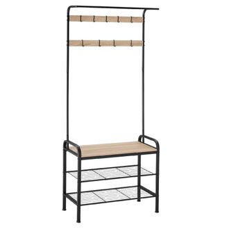 TecTake Perchero con banco zapatero, Madera industrial clara, roble Sonoma