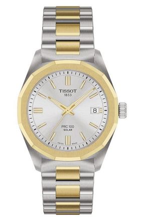 Tissot PRC 100 Solar Two-Tone Bracelet Watch, 34mm in Silver at Nordstrom