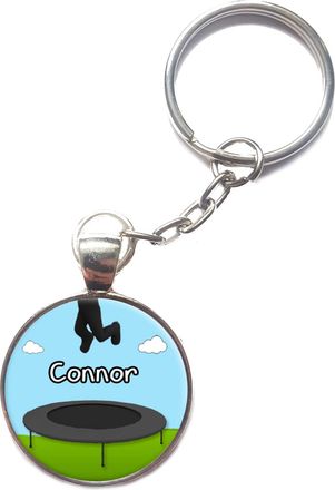 Generic Personalised Trampoline Keyring Split Ring School Bag Tag Customised Birthday Gift R404
