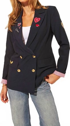 John & Jenn Blaine Double Breasted Blazer In Indigo