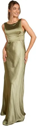 Six Stories Cowl Back Satin Bridesmaid Dress in Moss Green at Nordstrom, Size 12
