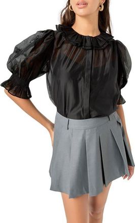 English Factory Ruffled Organza Top in Black at Nordstrom, Size X-Small