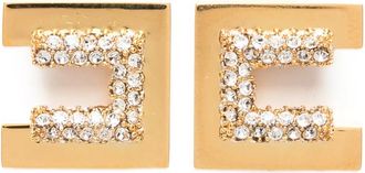 Elisabetta Franchi Crystal-embellished Logo-plaque Earrings
