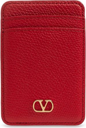 Valentino Garavani Accessoires, Dames, Rood, ONE Size, Leer, VLogo Signature Magnetische Kaarthouder