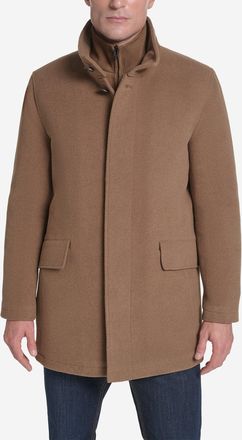Cole Haan Mens Plush Wool Car Coat with Knit Bib - Brown Size Medium