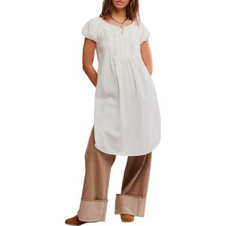 Free People Fayre Puff Sleeve Cotton & Linen Tunic Top in Clean Ivory at Nordstrom Rack, Size X-Small