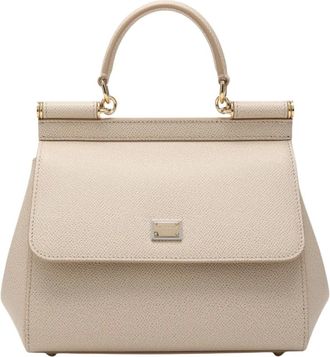Dolce & Gabbana Sicily Medium Handtas - Dames - Tassen - Beige - Maat: ONE Size Zijde