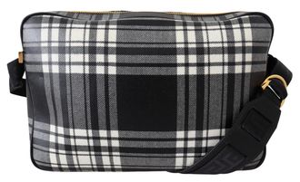 Versace Grey Fabric & Leather Crossbody Mens Bag