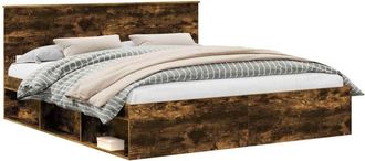 vidaXL Bed Frame Smoked Oak 180 x 200 cm Solid Pine Wood vidaXL