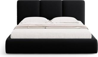 Cosmopolitan Design Cama con cabecero y ba&uacute;l 140x200cm de terciopelo negro