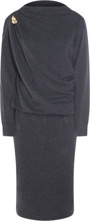 Fabiana Filippi draped embellishment midi dress - Grey