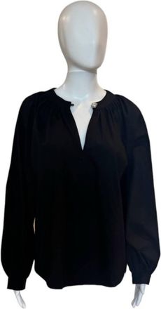 English Factory Rhinestone Button Blouse In Black