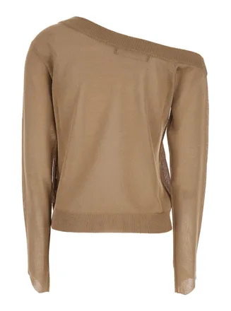 Federica Tosi One-Shoulder Wool Blend Sweater - Brown