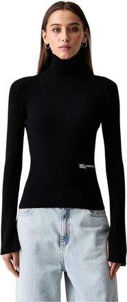Karl Lagerfeld Lichtgewicht coltrui - Dames - Truien - Zwart - Maat: M Viscose