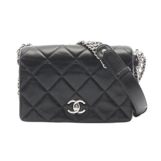 Chanel Pre-owned Matelasse Lambskin Shoulder Bag - Dames - Pre-owned - Zwart - Maat: ONE Size Leer