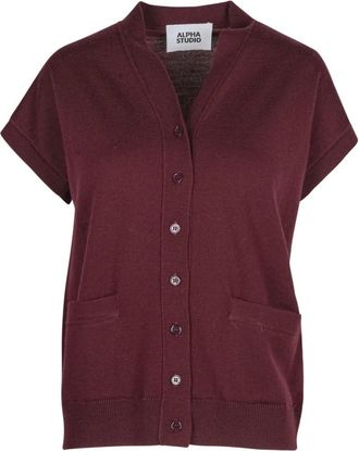 Alpha Studio Merino Gilet - Dames - Vesten - Rood - M - Wol - Truien & Vesten