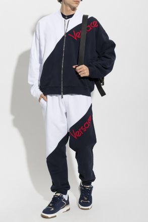 Versace Zip-up Sweatshirt, Mens, Navy Blue