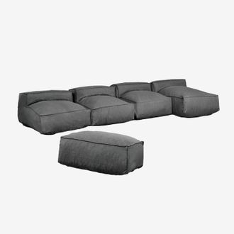 Sklum Sof&aacute; Modular Chaise Longue De 4 Piezas Y Puff Para Jard&iacute;n Dojans Sklum
