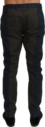 Dolce & Gabbana Mens Blue Gray Stripes Trouser Cotton Pants Nylon