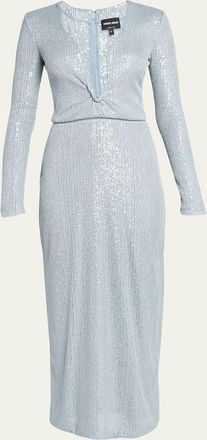 Giorgio Armani Plunging Sequined Knit Dress
