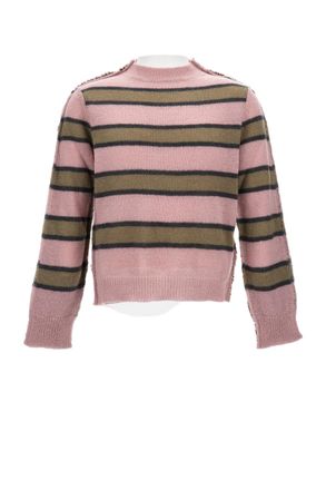 Marni Striped Oversized Wool Sweater With Textured Knit