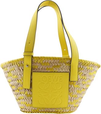 Loewe Yellow Raffia Leather Basket Tote Bag (Pre-Owned)