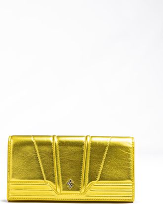 Ferrari Womens Metallic Leather Wallet - Mustard - One Size