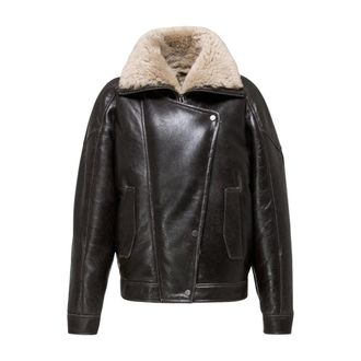 VSP Vsp, Jassen, Dames, Grijs, M, Leer, Sandie Shearling Jas