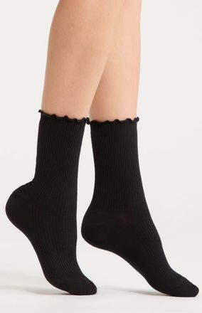 Nordstrom Lettuce Edge Quarter Crew Socks in Black at Nordstrom, Size 9