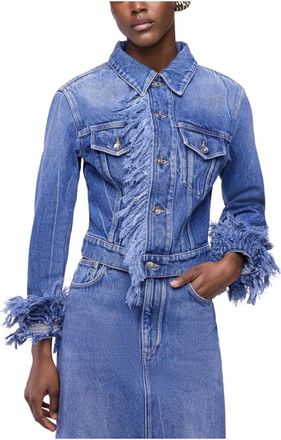 Paco Rabanne Fitted Denim Jacket with Fringes - Dames - Jassen - Blauw - Maat: XS Denim