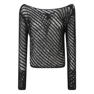Pinko Long Sleeve Tops, female, Black, Size: M Faglia Knit