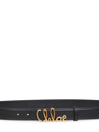 Chlo&eacute; Womens Black Iconic Leather Belt Calf
