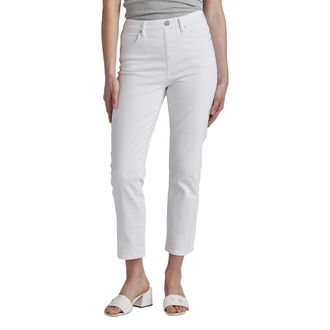 Jag Jeans Womens Valentina High Rise Straight Crop Pull-on Jeans, White, 0