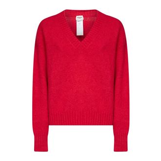 Max Mara Visita V-neck Sweater - Dames - V-hals truien - Rood - S - Katoen - Truien & Vesten