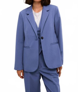 Kaffe Kasakura Single-Breasted Blazer In Blue Indigo