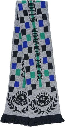 Comme Des Garçons check-print scarf - men - Acrylic - One Size - Grey