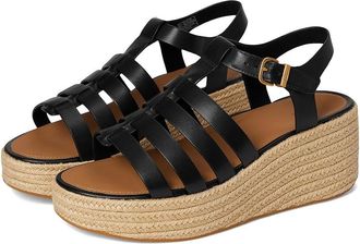 FitFlop PLATFFORMS Espadrille Leather Fisherman Wedge Sandals Womens Wedge Shoes Black : 10 M (B)