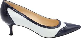 Manolo Blahnik Ancor Two-tone Spectator Pumps in Navy Blue Leather
