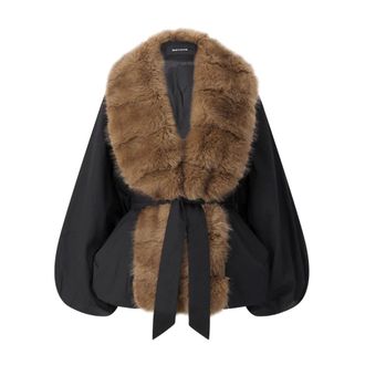 Rotate Faux Fur Belted Jacket - female - ROTATE Birger Christensen - Winter Jackets - Black - XL - Jackets