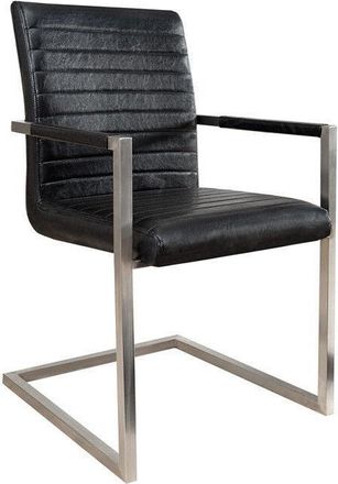 Global Interiors Freischwinger Stuhl Loft - Schwarz/Edelstahl