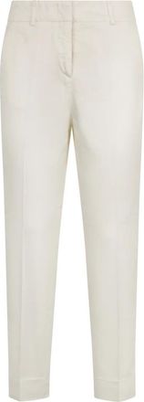 PESERICO Stretch Katoen Satijnen Broek - Dames - Chinos - Beige - M - Katoen - Broeken