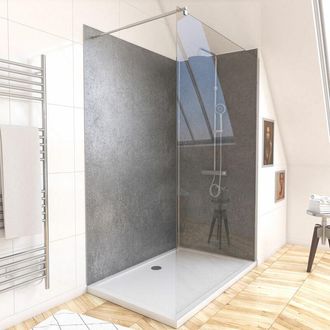 Aurlane Pack 2 Paneles Murales Piedra Silver Grey 90+120x210 Con Perfiles Cromados