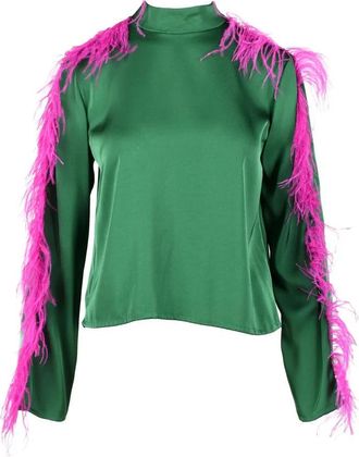 Weili Zheng Green/Pink Viscose Blouse