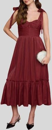 Blu Pepper Tie Strap Tiered Midi Dress in Burgundy at Nordstrom Rack, Size Medium