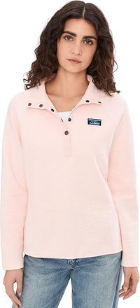 L.L.Bean Lakewashed Double-Knit 1/4 Snap Womens Sweatshirt Pale Rose : 2XL, Cotton/Polyester